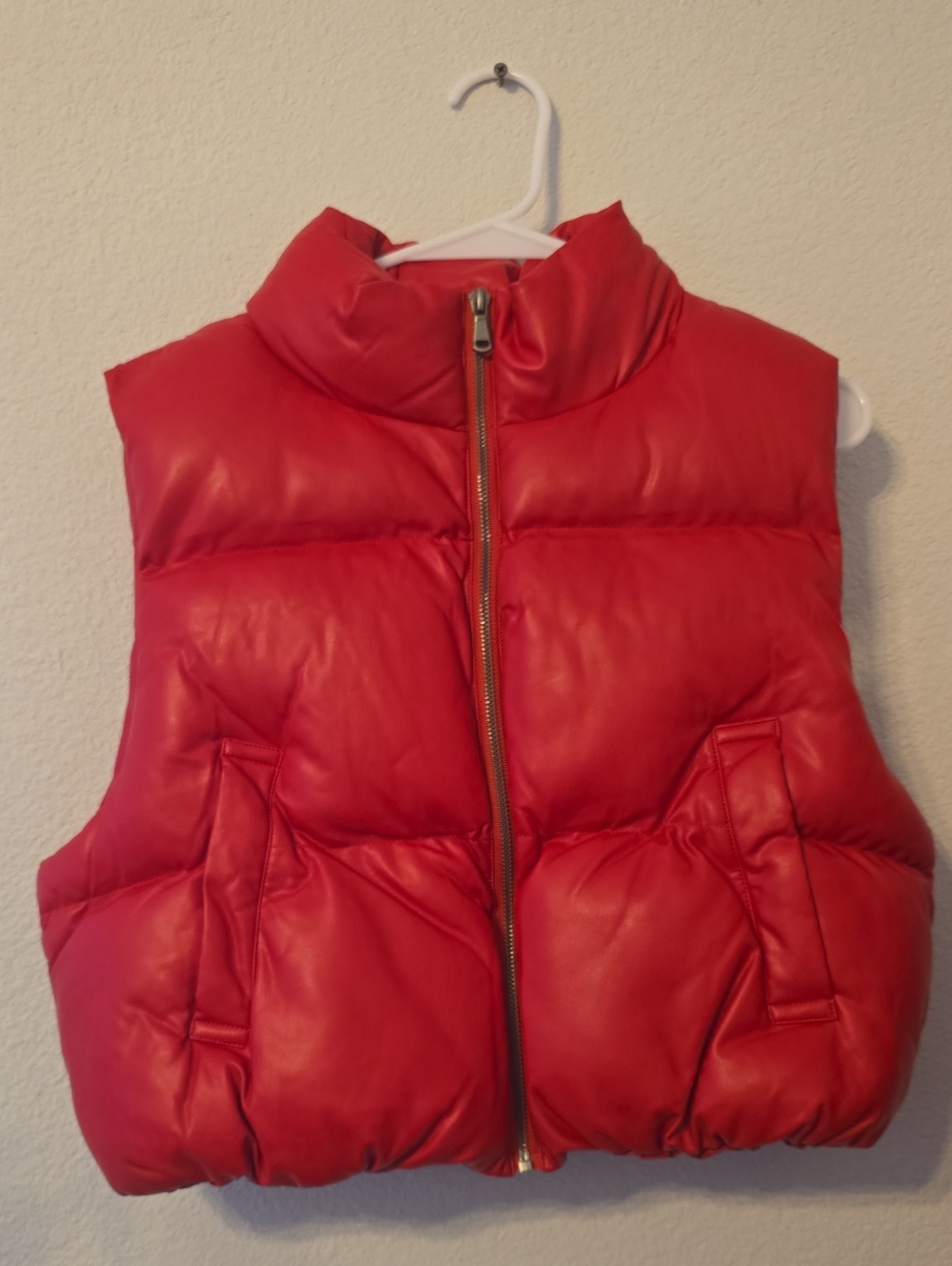 Double Zero Red Puffer Vest - Sleeveless Zip Front